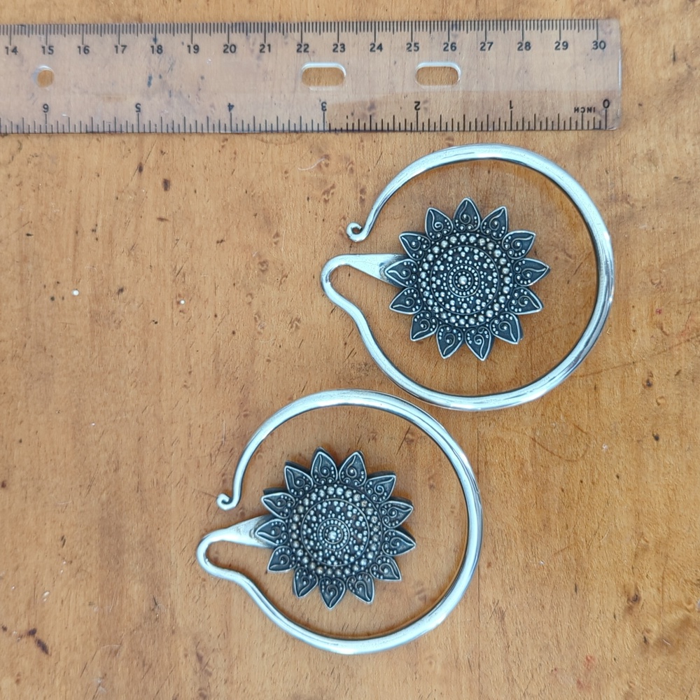 Sterling silver 2 gauge drop weights plugs earrings.